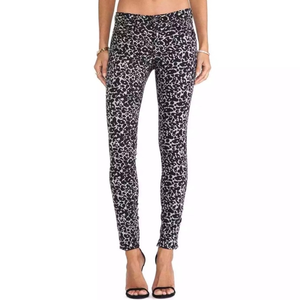 RAG & BONE Amoeba print skinny jeans size 24 black cream bloggers choice